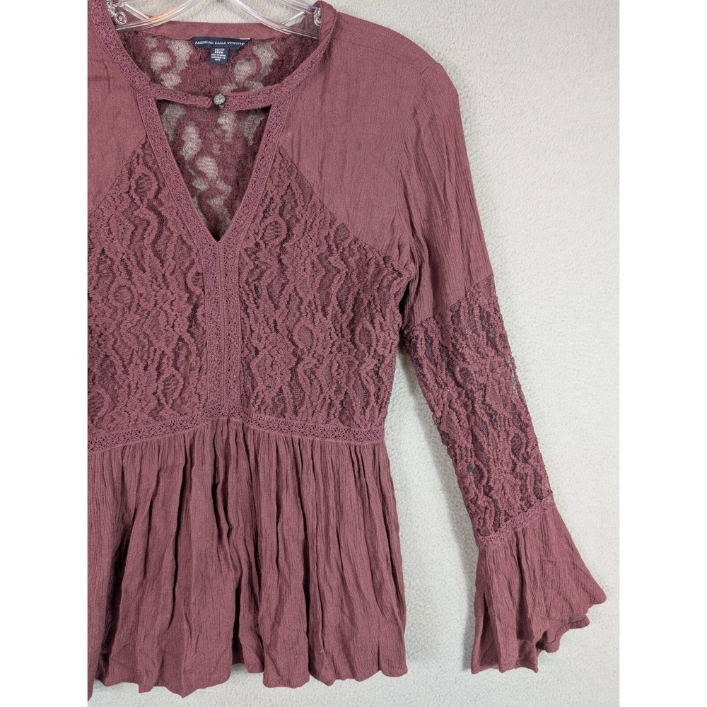 American Eagle Outfitters Top Women's Size XS Long Sleeve Ruffled Fairy Lace - Picture 5 of 14